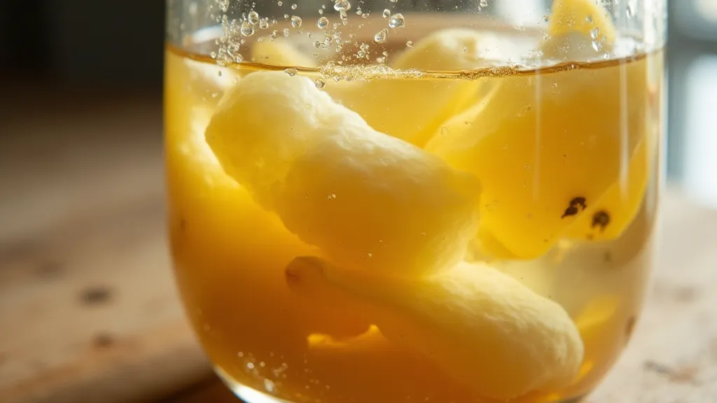 Banana peels soaking in water