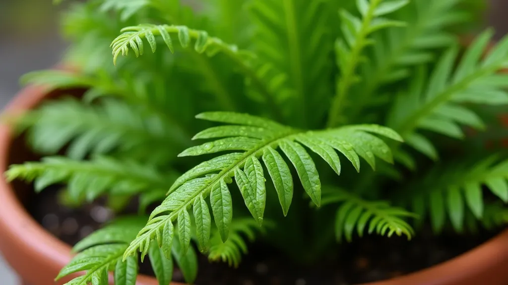 Fern with water droplets