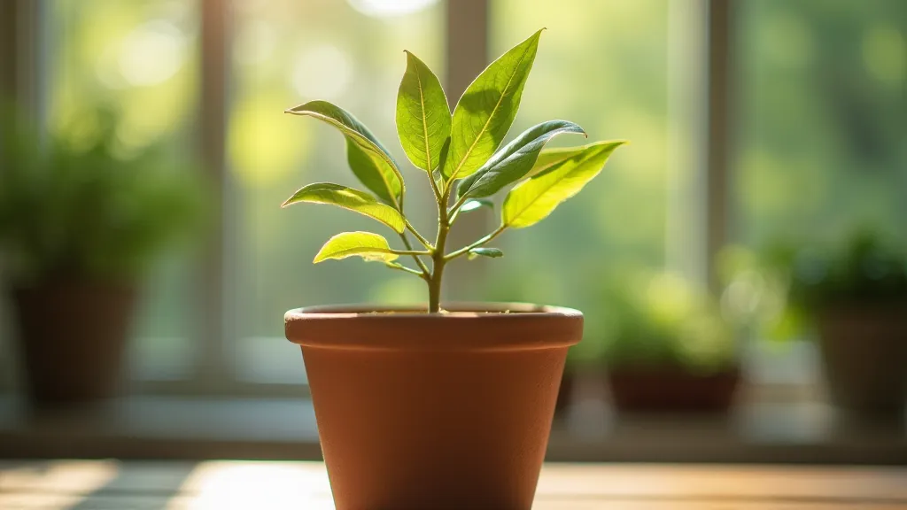 A newly repotted plant thriving in its new pot
