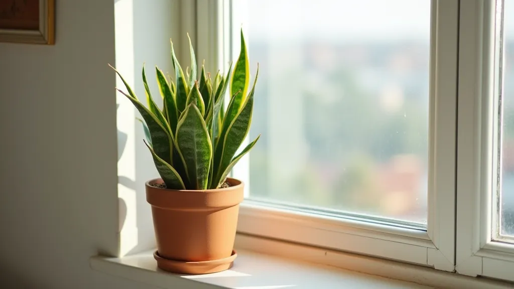 Snake plant in a terracotta pot