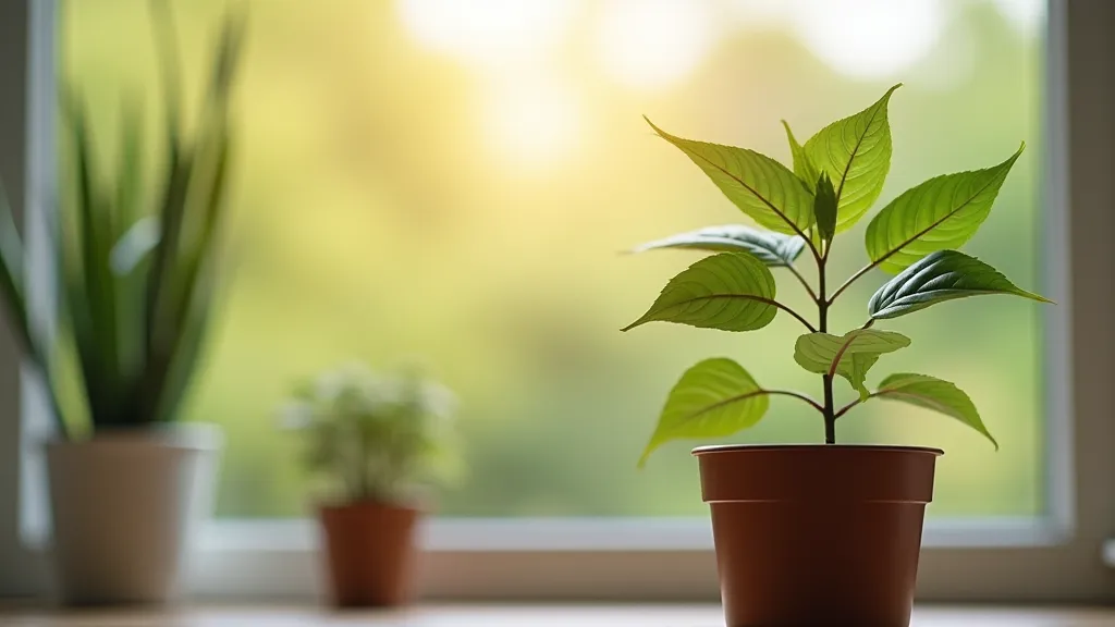 Repotted houseplant thriving